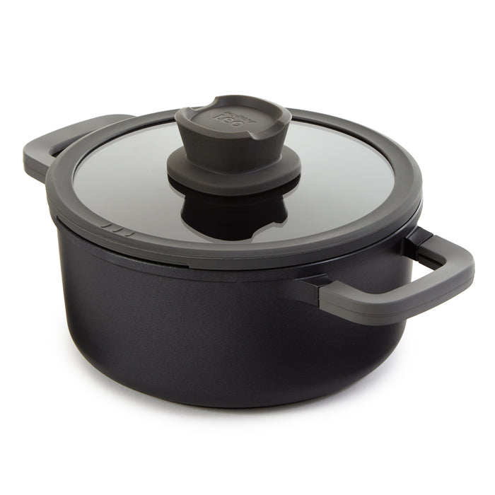 Image 1 of BergHOFF Leo Stone+ Nonstick Ceramic 8" Stock Pot with Lid Recycled, 3qt