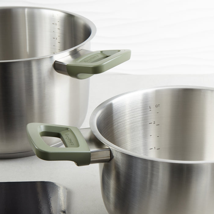 Image 3 of Leo Bolt 8pc Recycled Stainless Steel Cookware Set, Green