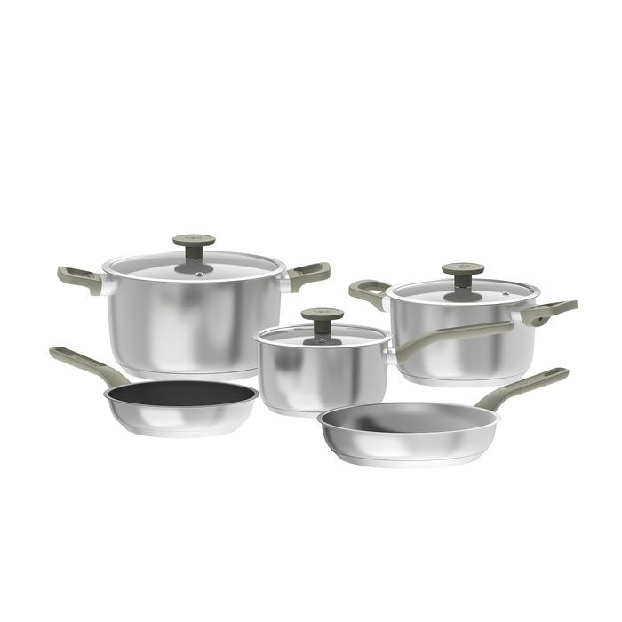 Image 7 of Leo Bolt 8pc Recycled Stainless Steel Cookware Set, Green