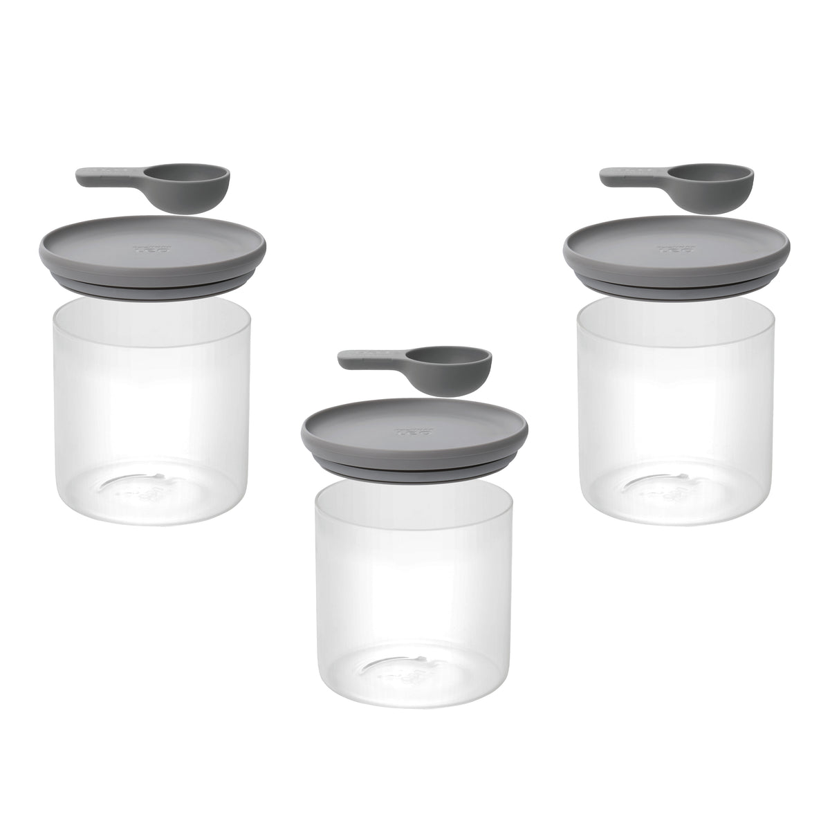 BergHOFF LEO Glass 4Pc Food Storage Container Set With Measuring Spoon,  Airtight Lids, Green, Blue, Grey