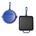 Image 4 of 2Pc Enamel Cast Iron 10" Fry Pan & 10" Grill Pan Set, Blue