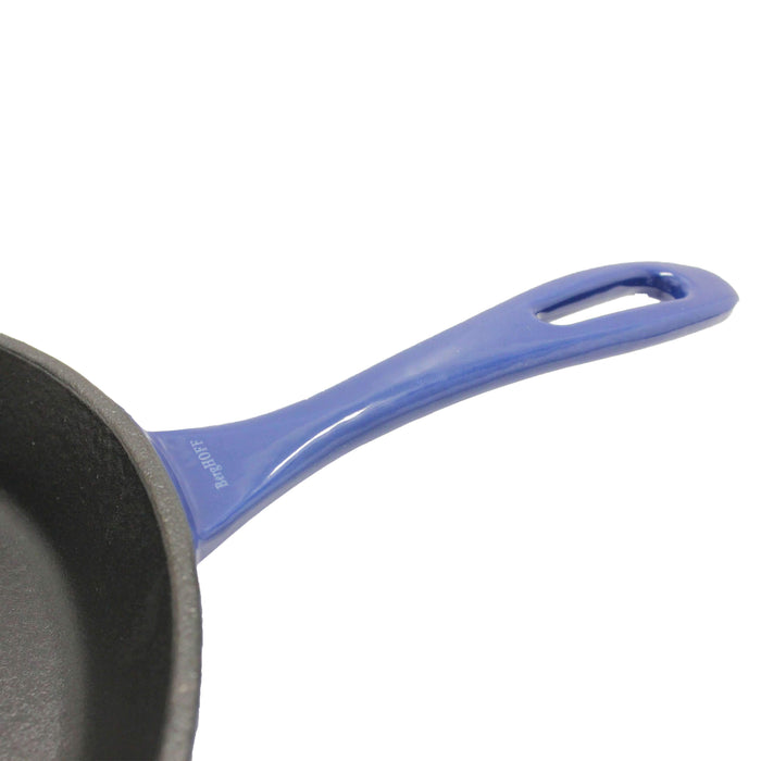 MasterPRO Bergner Iron Fry Pan with Helper Handle, 10, Blue