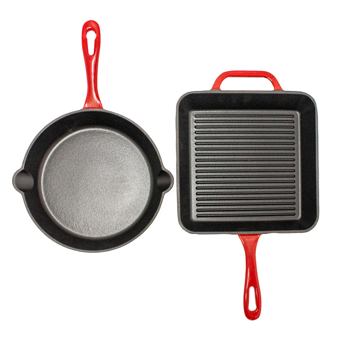 Enamelled deep frying pan, 2 Handles, Traditional Format