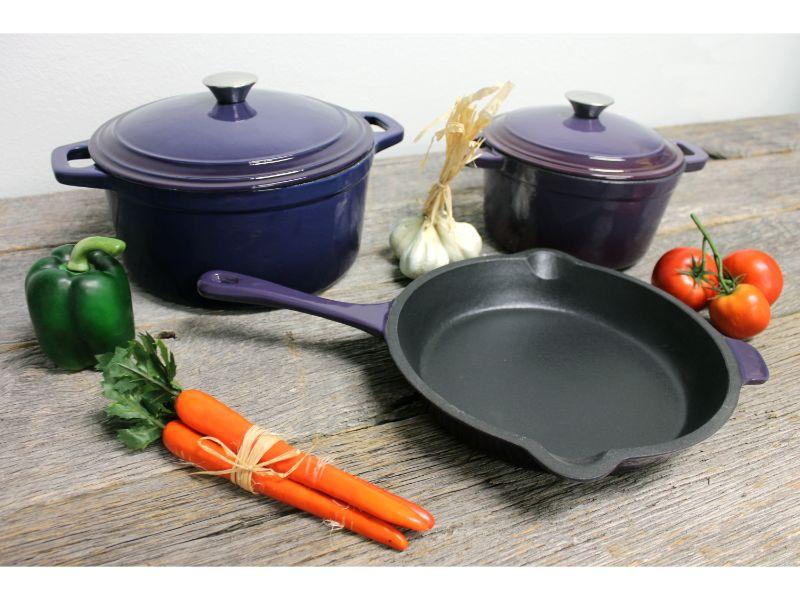 Berghoff Neo 5pc Cast Iron Cookware Set, 5qt. & 8qt. Covered Dutch Ovens,  10 Fry Pan, Purple : Target